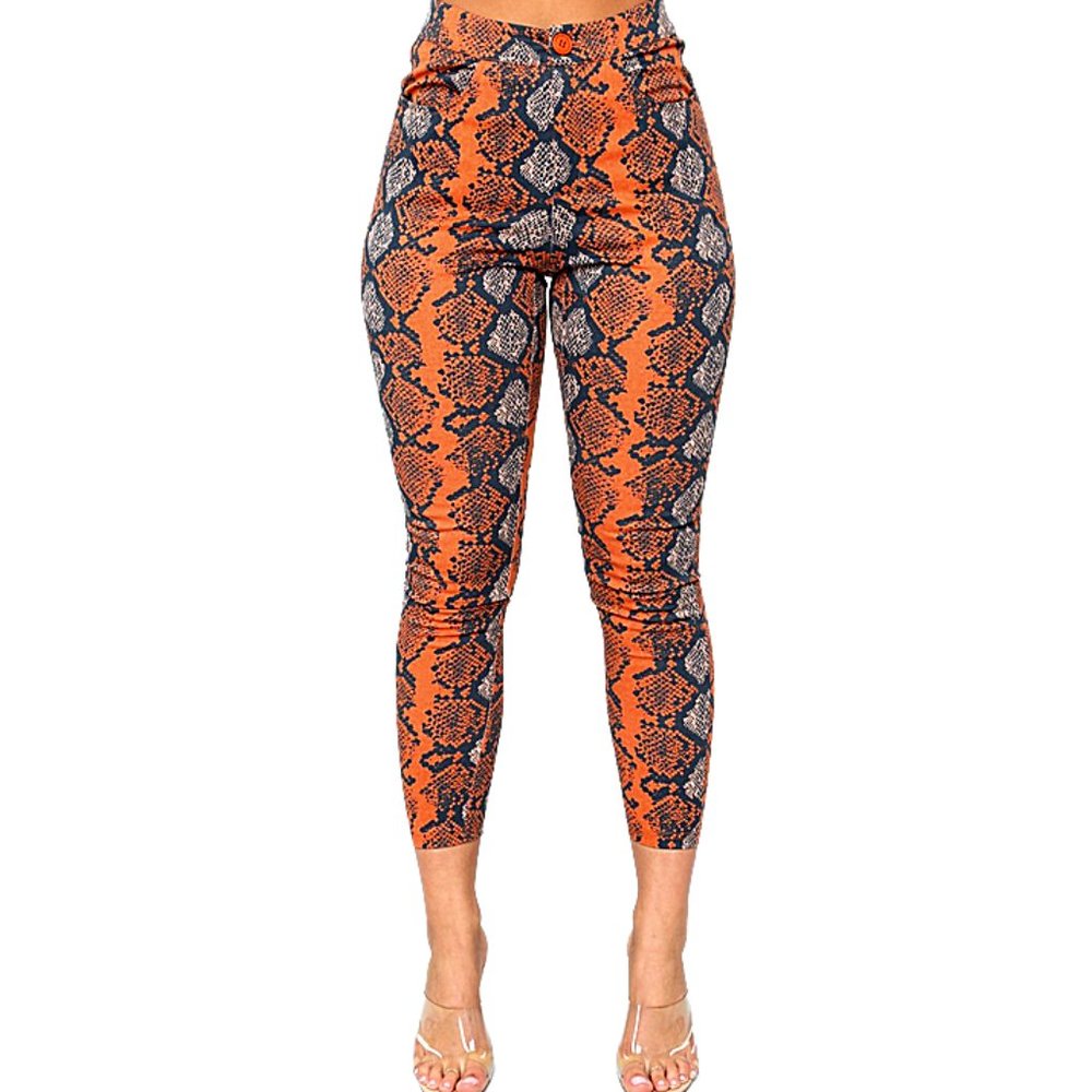 Neon Orange Snakeskin Pants